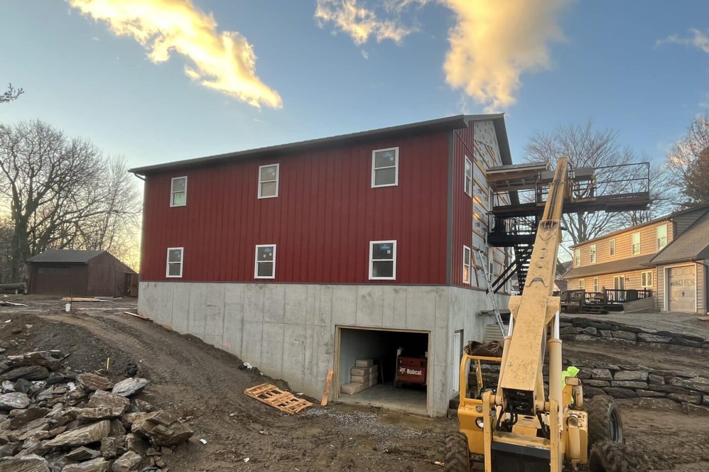 Red Paradise Panel siding on a new building