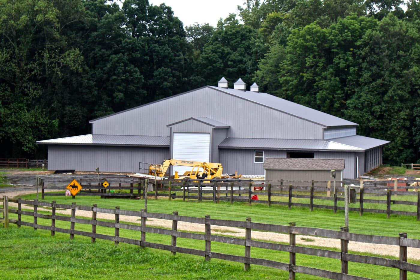 A gray metal building with a gray metal roof in mt holly nj