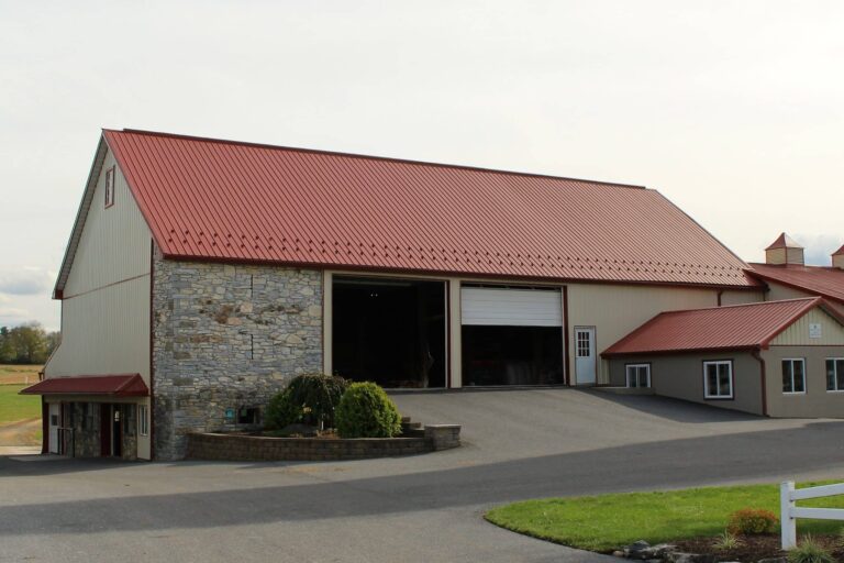 Red Wagler Panel Roof on Stone Barn